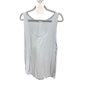 LAKE Tank Top Women's Medium Blue White Striped Pima Cotton